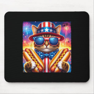 Hotdog Kat 4 juli Grappige Patriottische Poes Usa Muismat