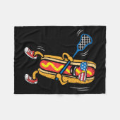 Hotdog-lacrossespeler 4 juli-sport fleece deken (Voorkant (Horizontaal))