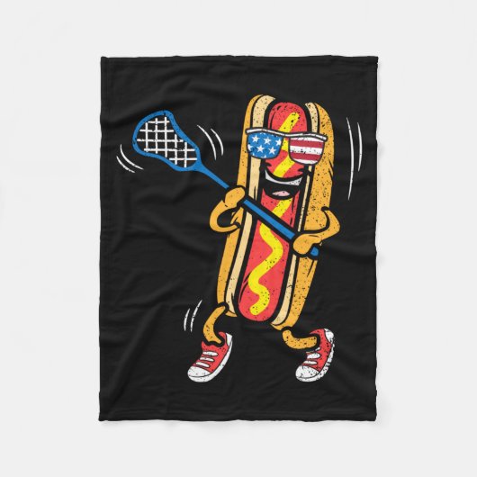 Hotdog-lacrossespeler 4 juli-sport fleece deken (Voorkant)
