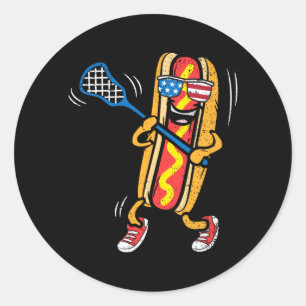 Hotdog-lacrossespeler 4 juli-sport ronde sticker