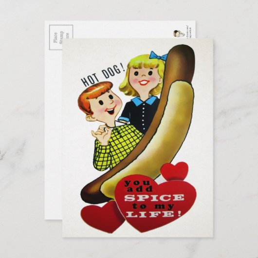  hotdog Love Briefkaart (Voorkant / Achterkant)