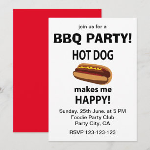 Hotdog maakt me gelukkig Hotdog BBQ-feestje Kaart
