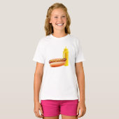 Hotdog met mosterd fles meisjes T-shirt (Voorkant volledig)
