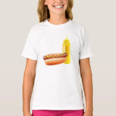 Hotdog met mosterd fles meisjes T-shirt (Voorkant)