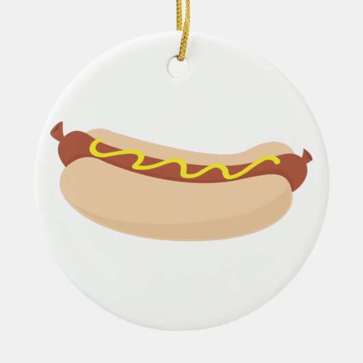 Hotdog met mosterd keramisch ornament (Voorkant)