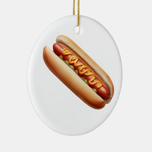 Hotdog met mosterd keramisch ornament (Rechts)