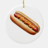 Hotdog met mosterd keramisch ornament (Achterkant)