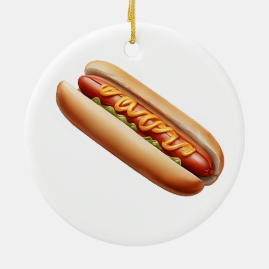 Hotdog met mosterd keramisch ornament (Achterkant)