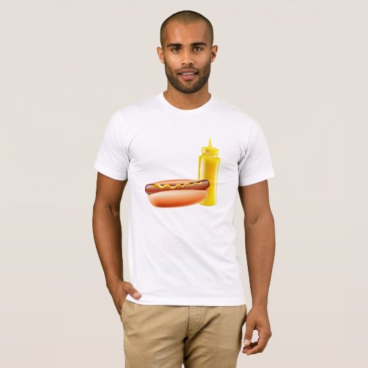 Hotdog met mosterdfles Mannen T-shirt (Voorkant volledig)