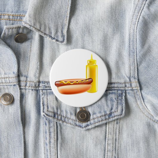 Hotdog met mosterdflesfles Button (In situ)