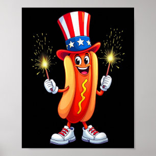 Hotdog op 4 juli, de dag van de vuurwerkonafhankel poster