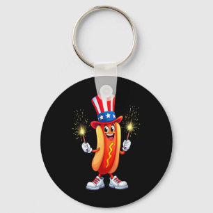 Hotdog op 4 juli, de dag van de vuurwerkonafhankel sleutelhanger