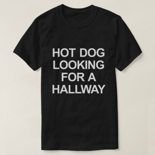 HOTDOG OP ZOEK NAAR EEN HAL T-SHIRT (Design voorkant)