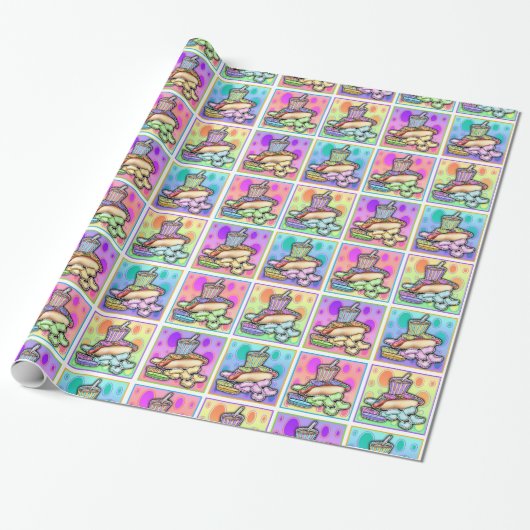 Hotdog Pop Art Inpakpapier (Uitgerold)