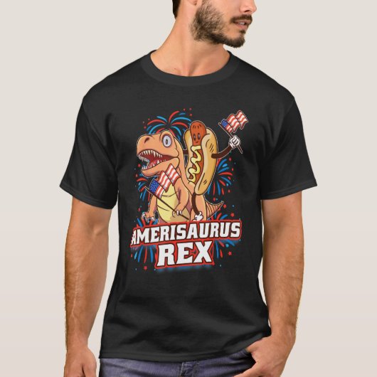 Hotdog Rex Dinosaur 4th of July Amerisaurus 1 T-shirt (Voorkant)