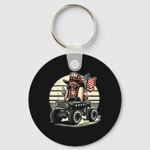 Hotdog Riding Monster Truck 4th of July Verenigde Sleutelhanger