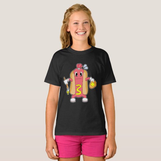 Hotdog Schilderen Penseel Kleur T-shirt (Voorkant volledig)