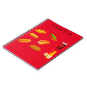 Hotdog spiraal notitieboek met aangepaste naam. (Linkerzijde)