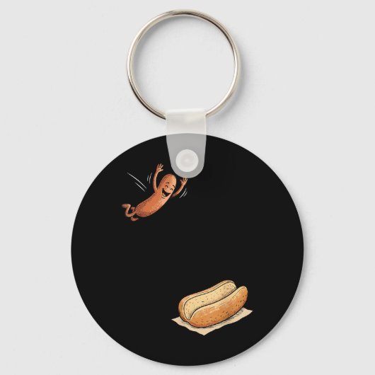 Hotdog Springt in Broodje Grappige Bbq Sleutelhanger (Voorkant)
