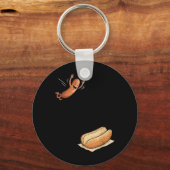 Hotdog Springt in Broodje Grappige Bbq Sleutelhanger (Voorkant)