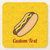 Hotdog Square Paper-Onderzetter Kartonnen Onderzetters (Voorkant)