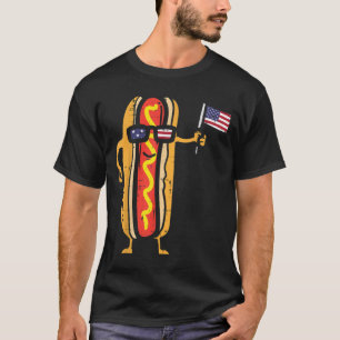 Hotdog Sunbril American Flag USA Funny 4th of J T-shirt