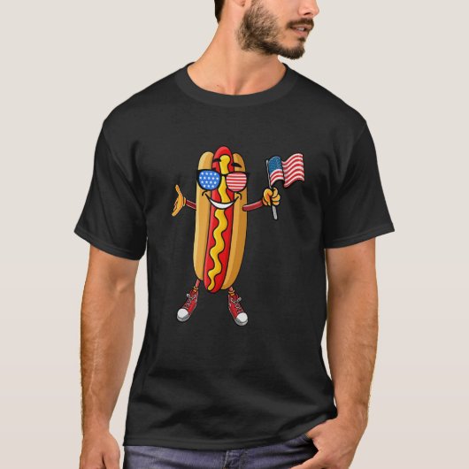 Hotdog Sunglasses American Flag USA Funny 4th Of J T-shirt (Voorkant)