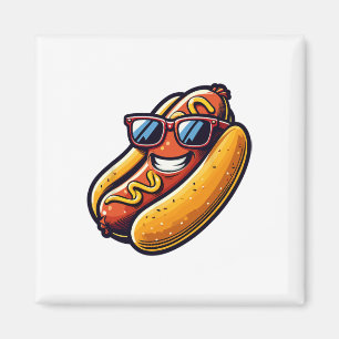 Hotdog Sungles Fast Food Hotdogs Lover Fun Sausag Magneet