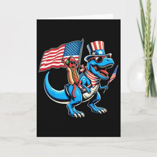 Hotdog Trex Dinosaur 4 juli Amerisaurus Peuter Kaart (Voorkant)