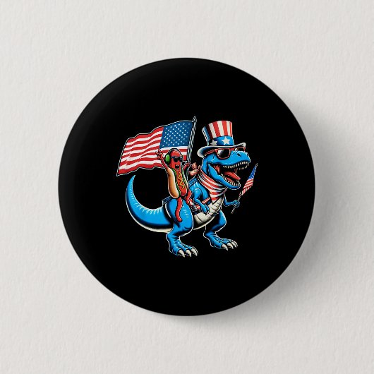 Hotdog Trex Dinosaur 4 juli Amerisaurus Peuter Ronde Button 5,7 Cm (Voorkant)