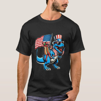 Hotdog Trex Dinosaur 4 juli Amerisaurus Peuter T-shirt