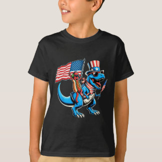 Hotdog Trex Dinosaur 4 juli Amerisaurus Peuter T-shirt