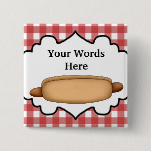 Hotdog Vendor voegt woordenknop toe Vierkante Button 5,1 Cm