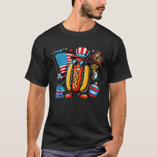 Hotdog zonnebril Amerikaanse vlag 4 juli vuurwerk T-shirt