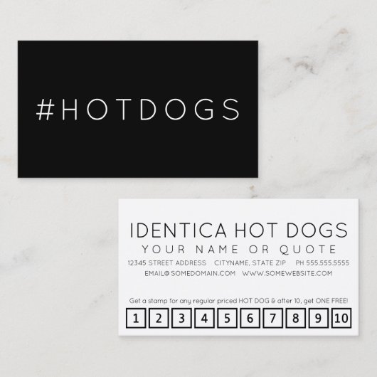 #HOTDOGS hashtag loyaliteitspunkkaart Klantenkaartje (Voorkant / Achterkant)