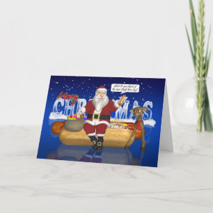 Hotdogs, uien, broodje, kerst Kaart - Santa en