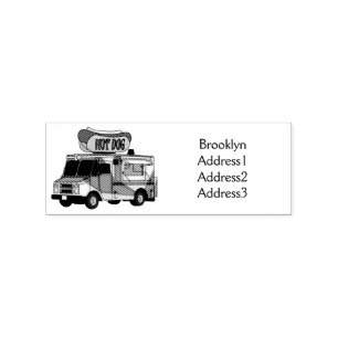 Hotdogvoedselwagen cartoonillustratie  rubberstempel