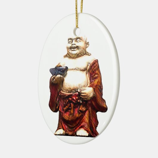 Hotei Laughing Buddha Keramisch Ornament (Links)