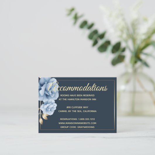 Hotel Accommodatie Kaarten Midnight blue floral (Staand voorkant)