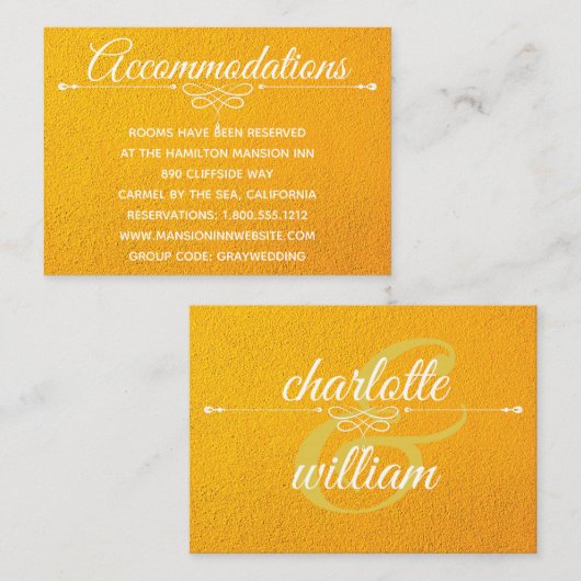 Hotel Accommodatie Kaarten Modern Yellow Textured (Voorkant / Achterkant)