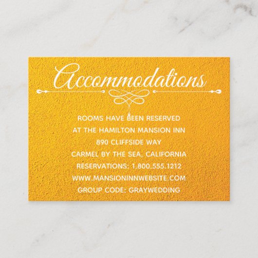 Hotel Accommodatie Kaarten Modern Yellow Textured (Voorkant)