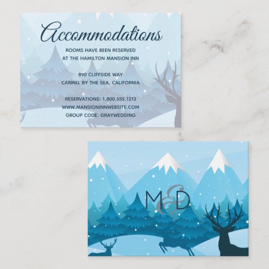 Hotel Accommodatie Kaarten winter Blauw (Voorkant / Achterkant)