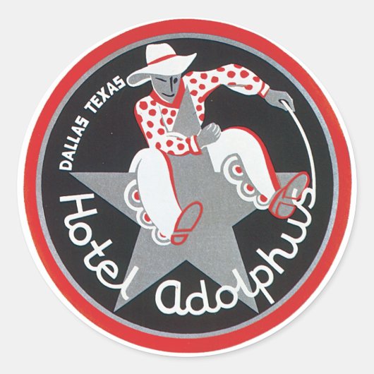 Hotel Adolphus Bagagelabel Ronde Sticker (Voorkant)