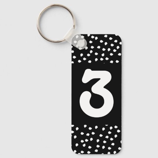 Hotel Airbnb Kamernummer Modern Cute Polka Dot Sleutelhanger (Voorkant)