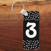 Hotel Airbnb Kamernummer Modern Cute Polka Dot Sleutelhanger (Voorkant)