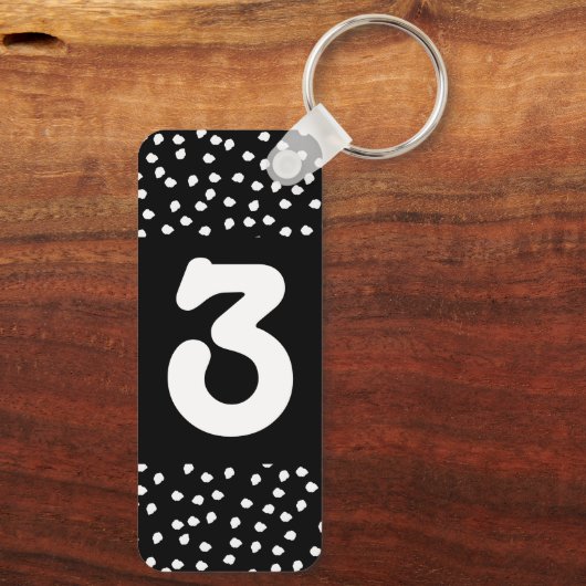 Hotel Airbnb Kamernummer Modern Cute Polka Dot Sleutelhanger (Achterkant)