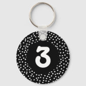 Hotel Airbnb Kamernummer Modern Cute Polka Dot Sleutelhanger (Voorkant)