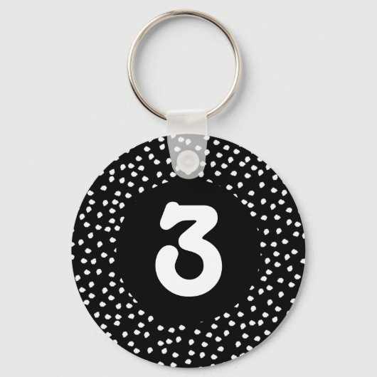 Hotel Airbnb Kamernummer Modern Cute Polka Dot Sleutelhanger (Voorkant)