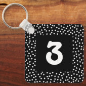 Hotel Airbnb Kamernummer Modern Cute Polka Dot Sleutelhanger (Voorkant)