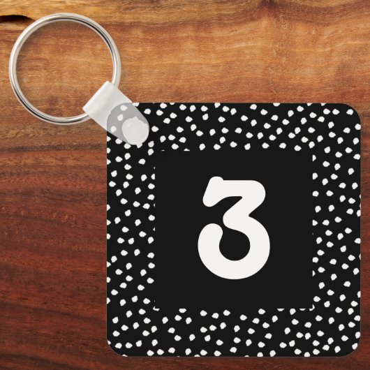 Hotel Airbnb Kamernummer Modern Cute Polka Dot Sleutelhanger (Voorkant)